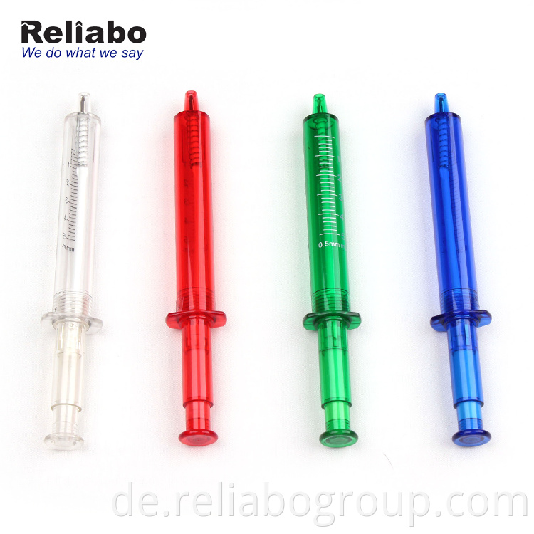 Reliabo March Expo Unique Products Spritzen-Kugelschreiber mit spezieller Form, bunter Kunststoff